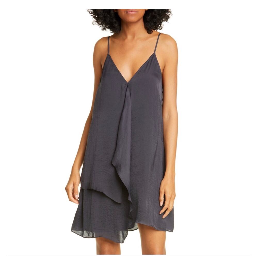 Brochu Walker Emmer Asymmetric Slip grey cotton strappy mini Dress Small